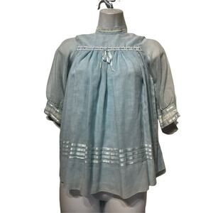 kate greenaway blue long sleeve Ribbon Trim dress Faded size 6 Vintage